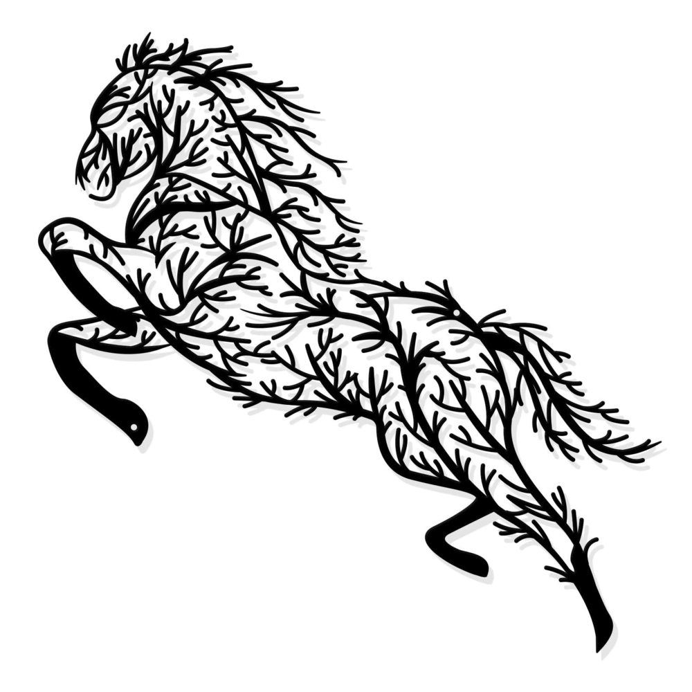 Horse Metal Wall Art Decor, 11.7x11.7 Black Wall Hanging Decor Tree Branche✋